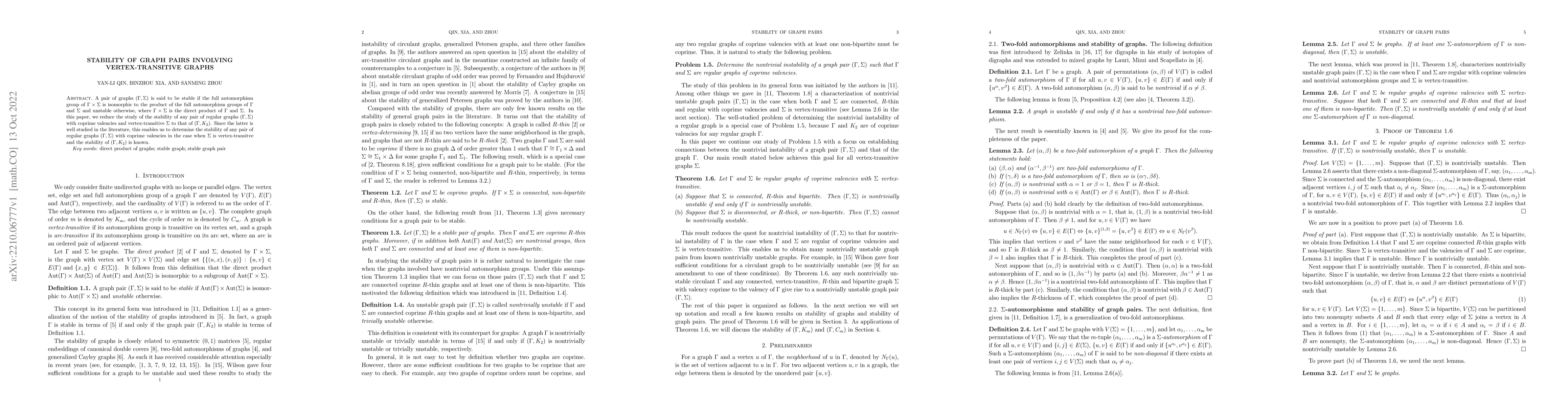 Thumbnail for Stability of graph pairs involving vertex-transitive graphs