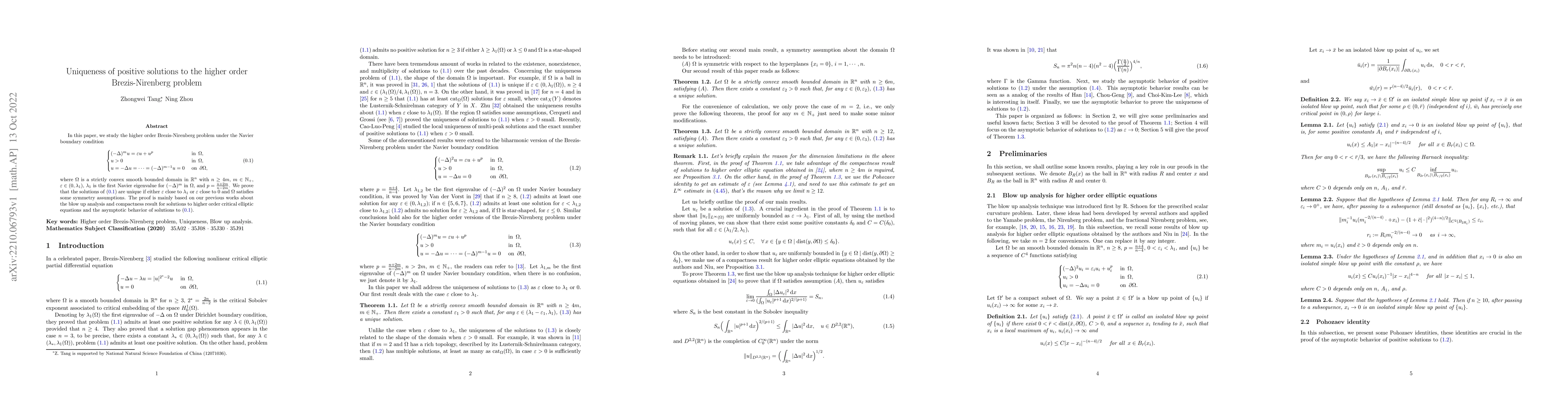 Thumbnail for Uniqueness of positive solutions to the higher order Brezis-Nirenberg
  problem