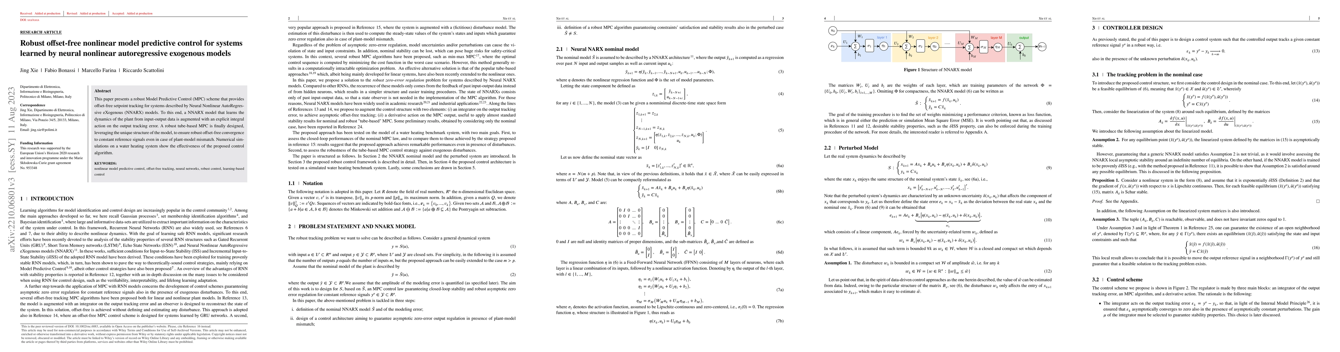 Thumbnail for Robust offset-free nonlinear model predictive control for systems
  learned by neural nonlinear autoregressive exogenous models