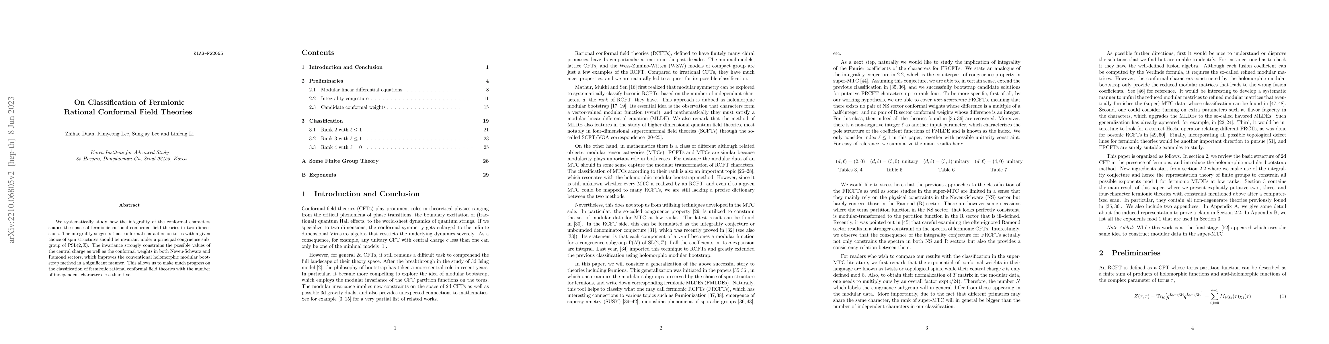 Thumbnail for On Classification of Fermionic Rational Conformal Field Theories
