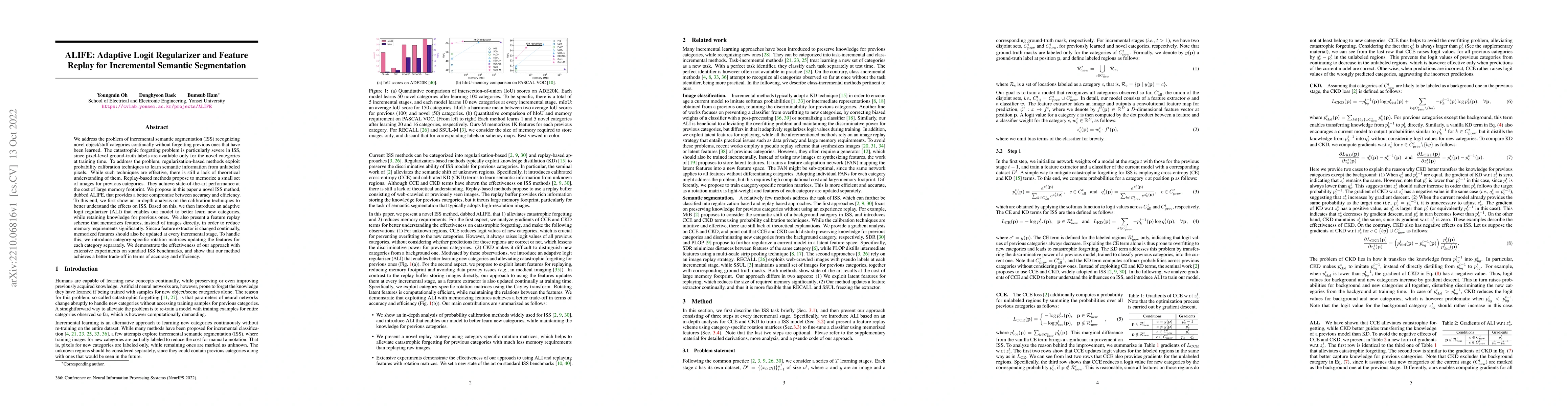Thumbnail for ALIFE: Adaptive Logit Regularizer and Feature Replay for Incremental
  Semantic Segmentation