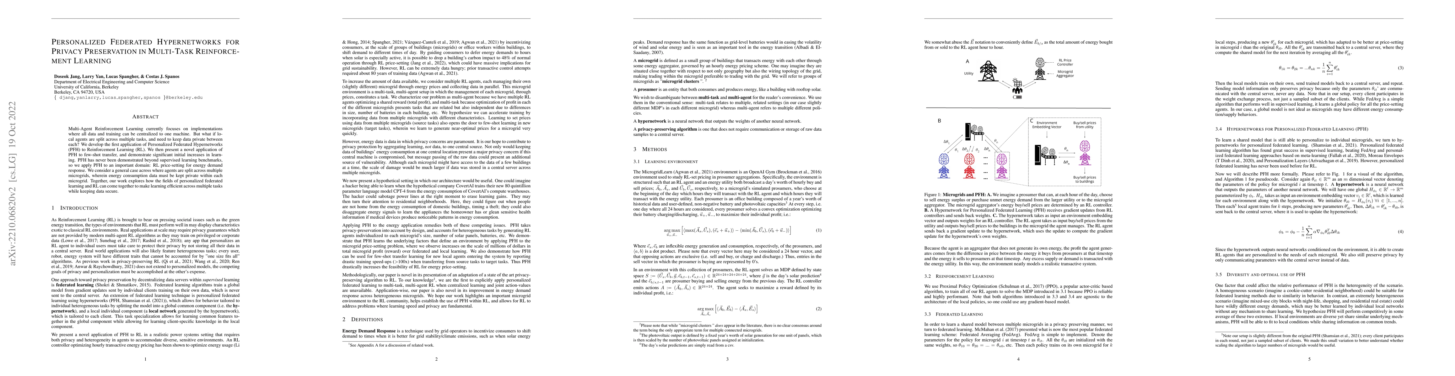 Thumbnail for Personalized Federated Hypernetworks for Privacy Preservation in
  Multi-Task Reinforcement Learning