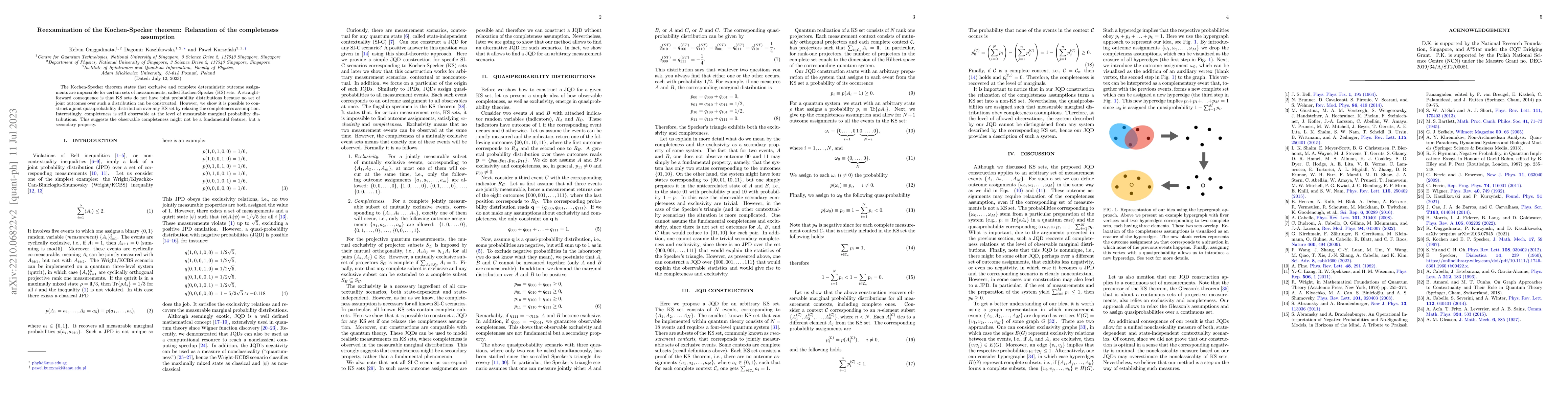 Thumbnail for Reexamination of the Kochen-Specker theorem: Relaxation of the
  completeness assumption