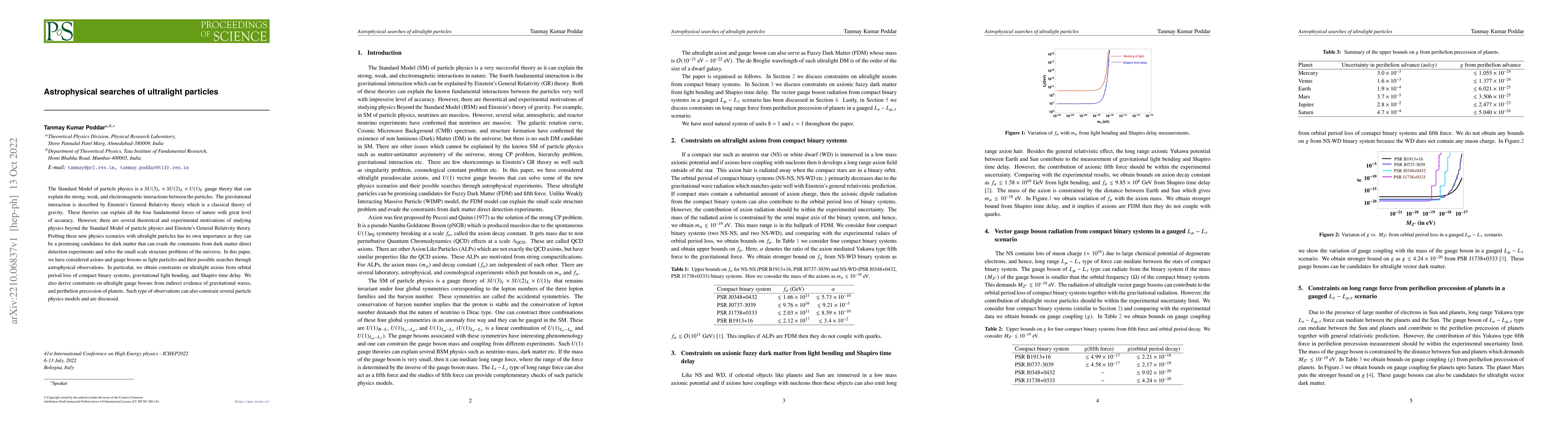 Thumbnail for Astrophysical searches of ultralight particles