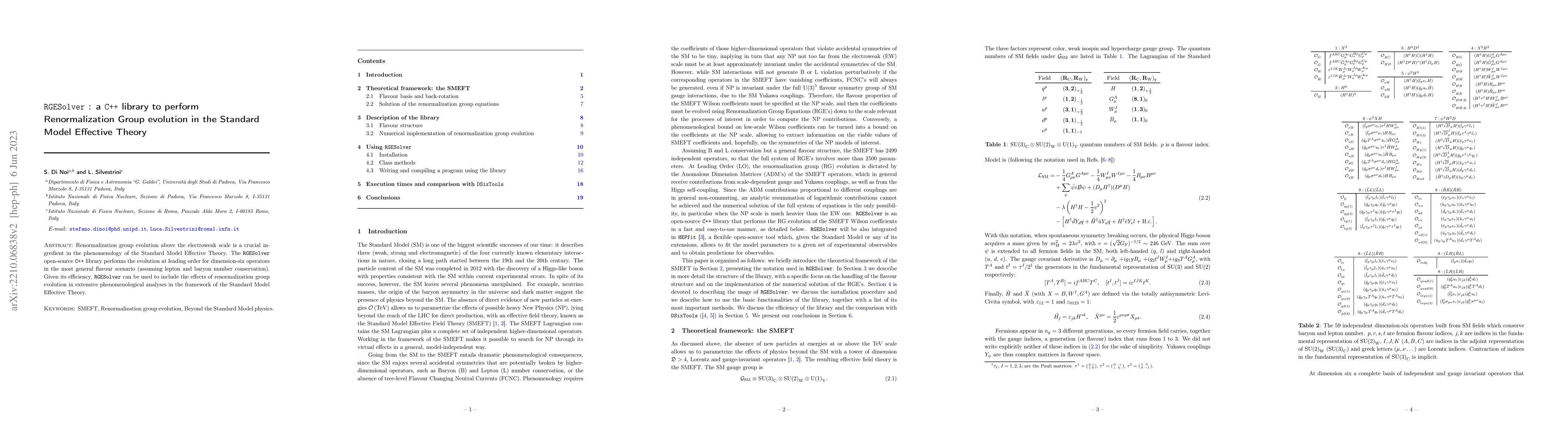 Thumbnail for $\texttt{RGESolver}$ : a $\texttt{C++}$ library to perform
  Renormalization Group evolution in the Standard Model Effective Theory