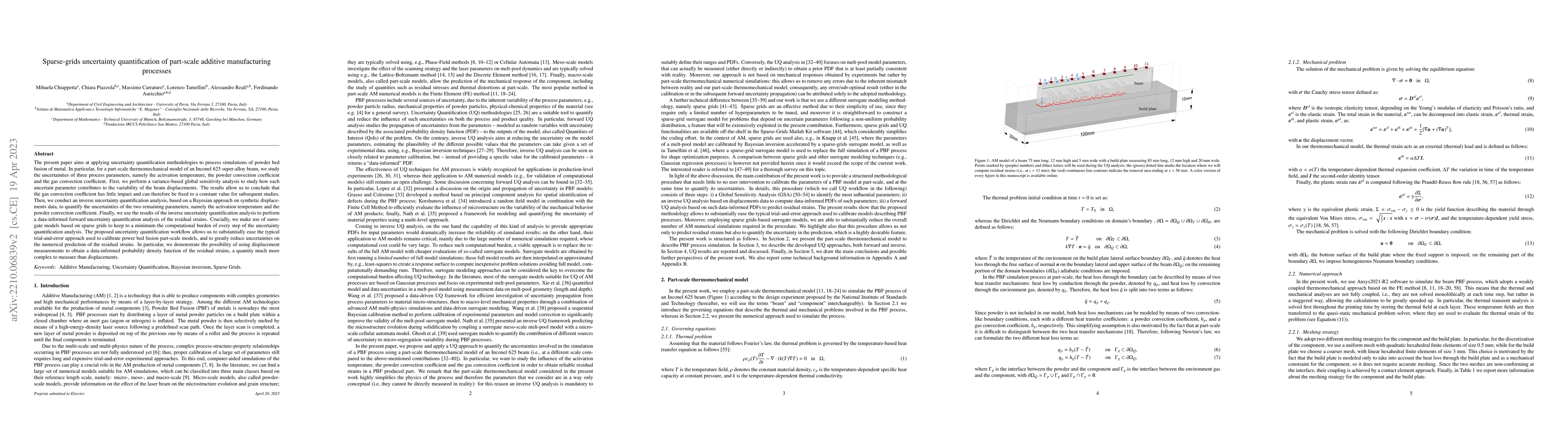 Thumbnail for Sparse-grids uncertainty quantification of part-scale additive
  manufacturing processes