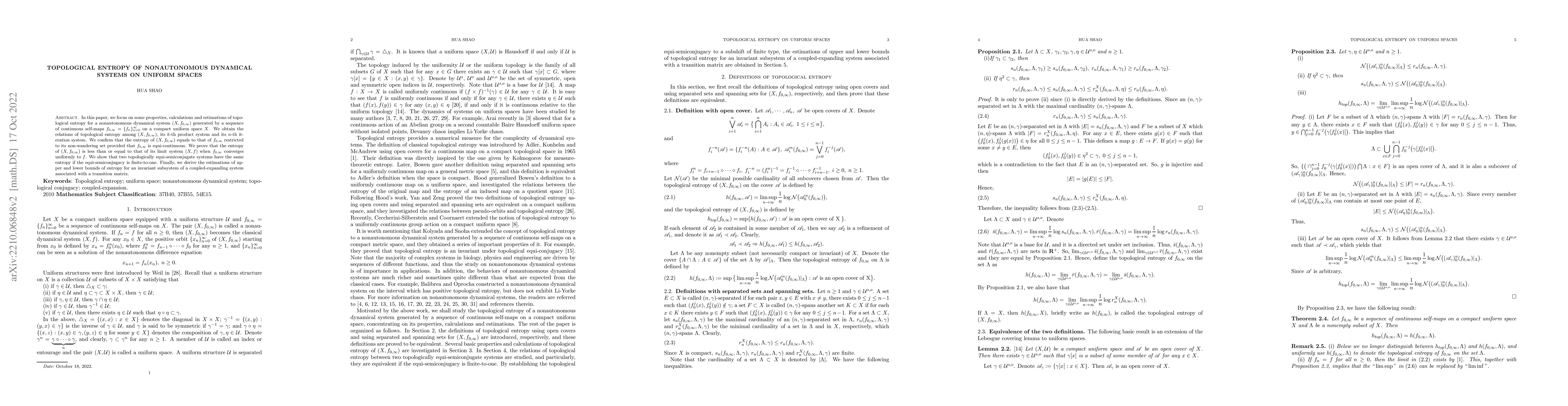 Thumbnail for Topological entropy of nonautonomous dynamical systems on uniform spaces