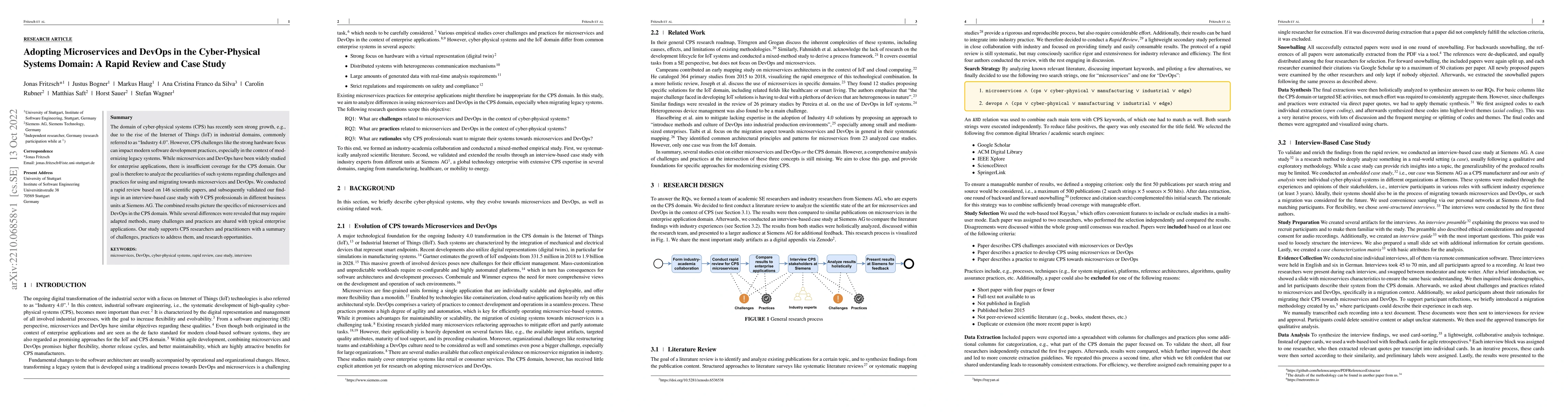 Thumbnail for Adopting Microservices and DevOps in the Cyber-Physical Systems Domain:
  A Rapid Review and Case Study