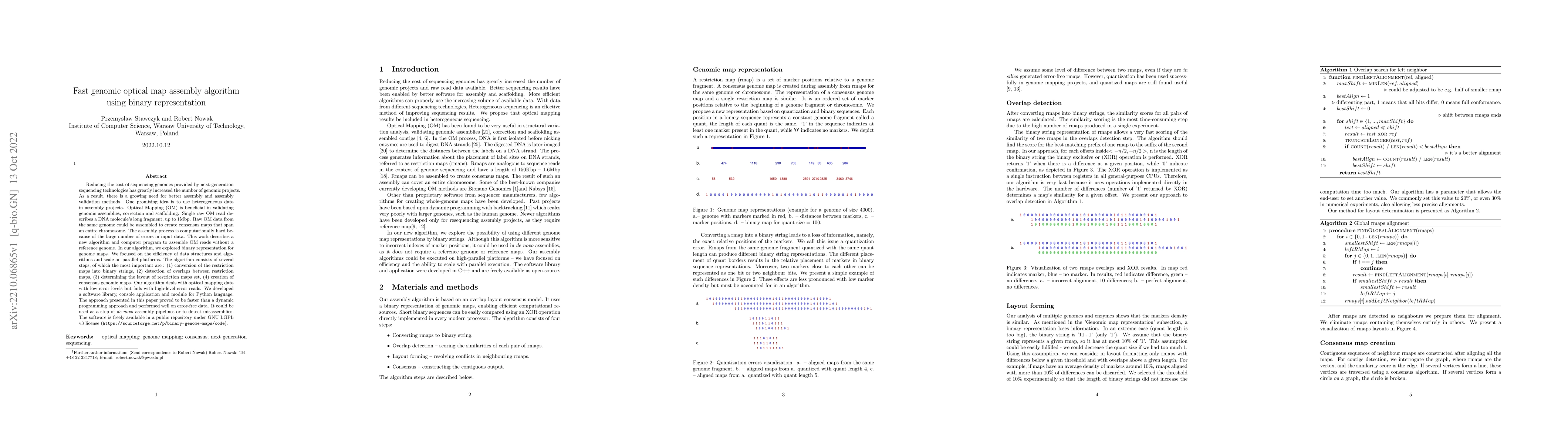 Thumbnail for Fast genomic optical map assembly algorithm using binary representation