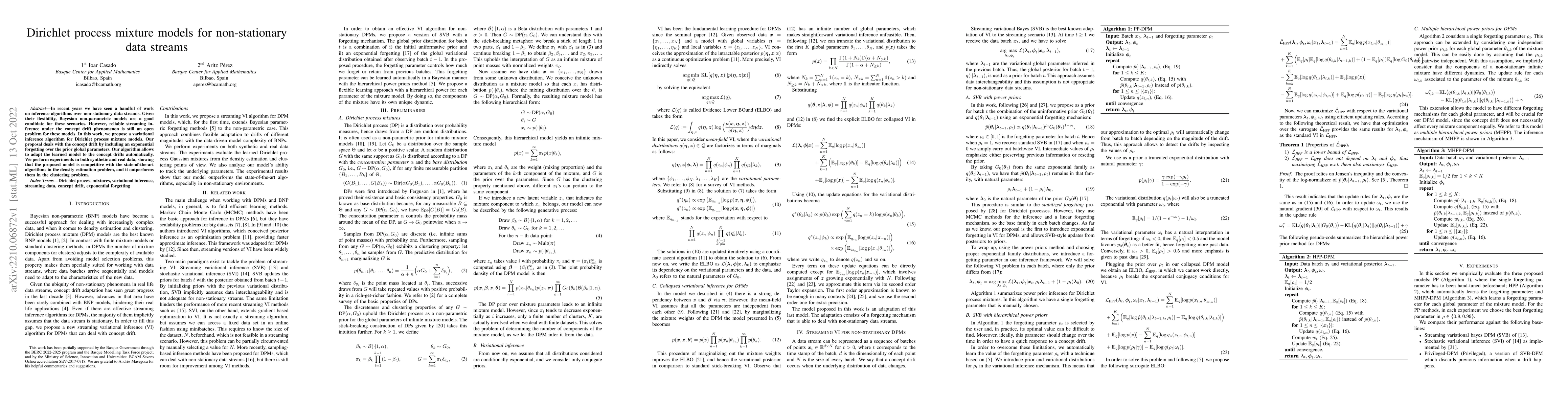 Thumbnail for Dirichlet process mixture models for non-stationary data streams