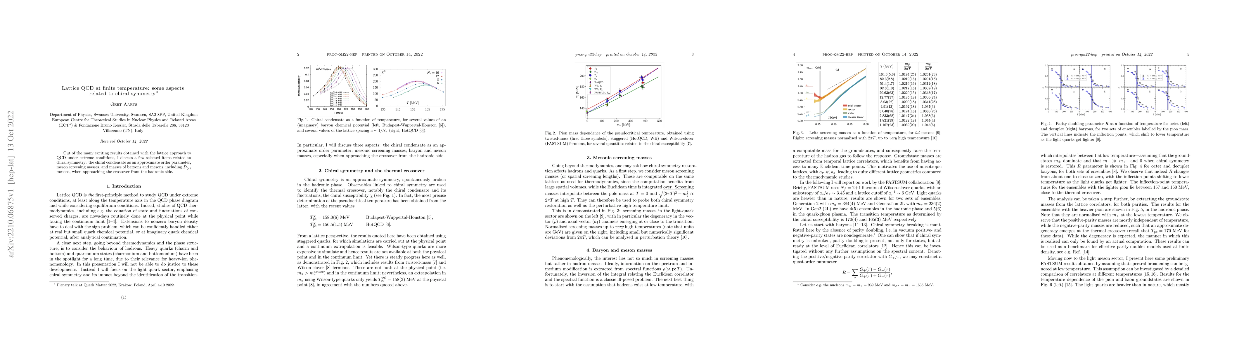 Thumbnail for Lattice QCD at finite temperature: some aspects related to chiral
  symmetry