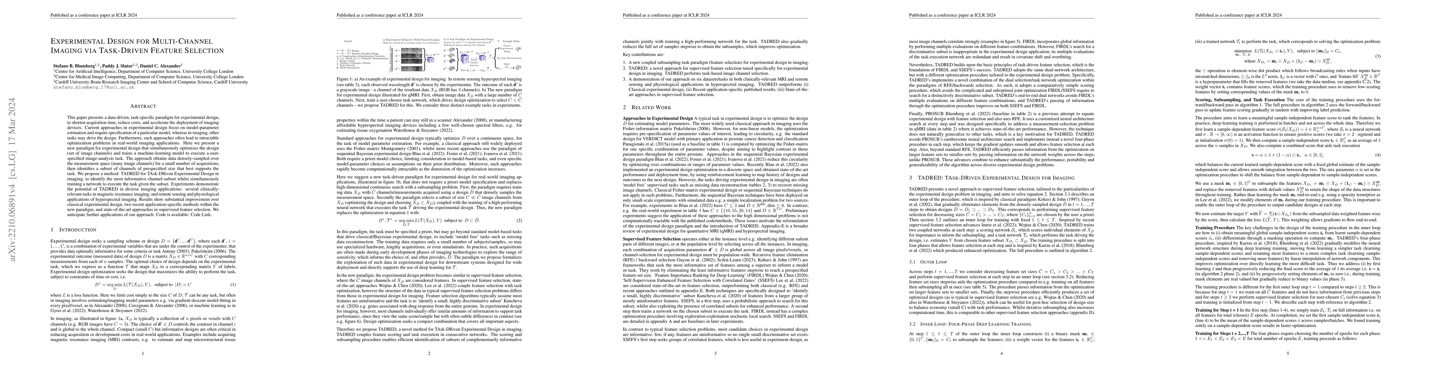 Thumbnail for Experimental Design for Multi-Channel Imaging via Task-Driven Feature
  Selection