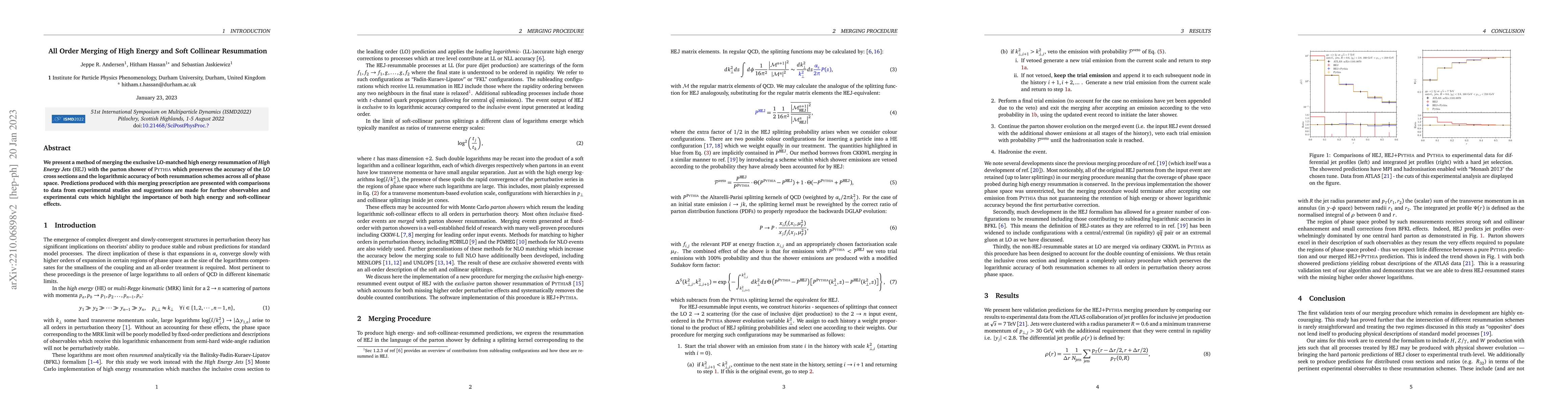 Thumbnail for All Order Merging of High Energy and Soft Collinear Resummation
