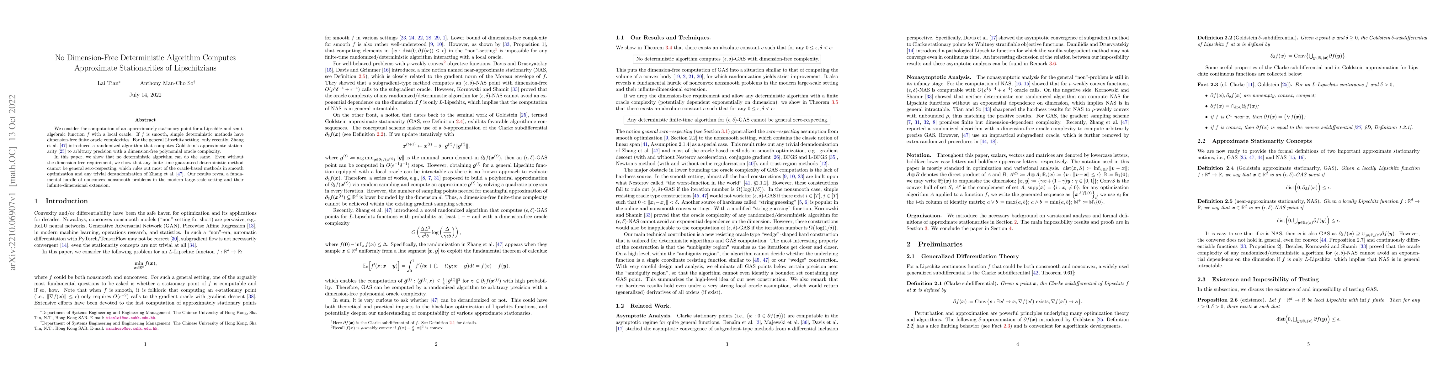 Thumbnail for No Dimension-Free Deterministic Algorithm Computes Approximate
  Stationarities of Lipschitzians