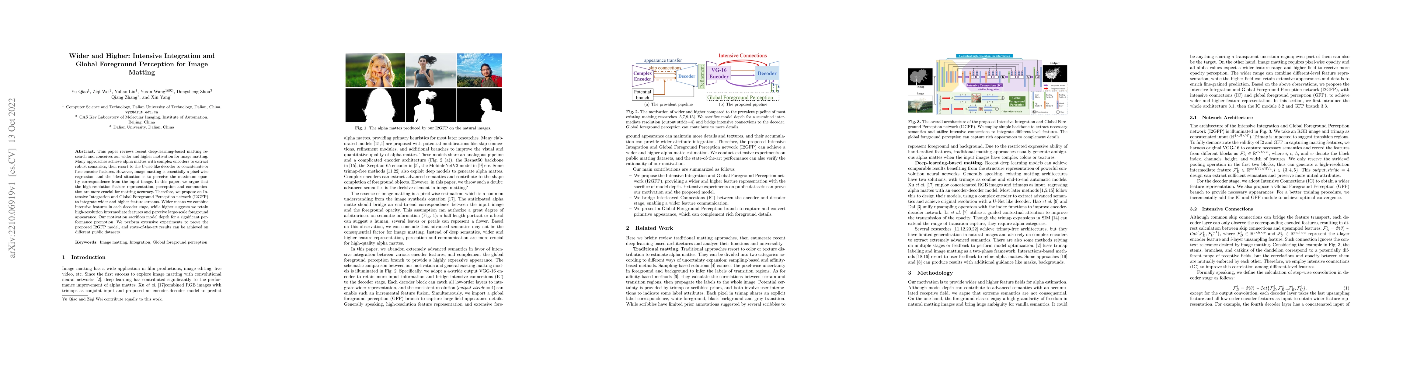Thumbnail for Wider and Higher: Intensive Integration and Global Foreground Perception
  for Image Matting
