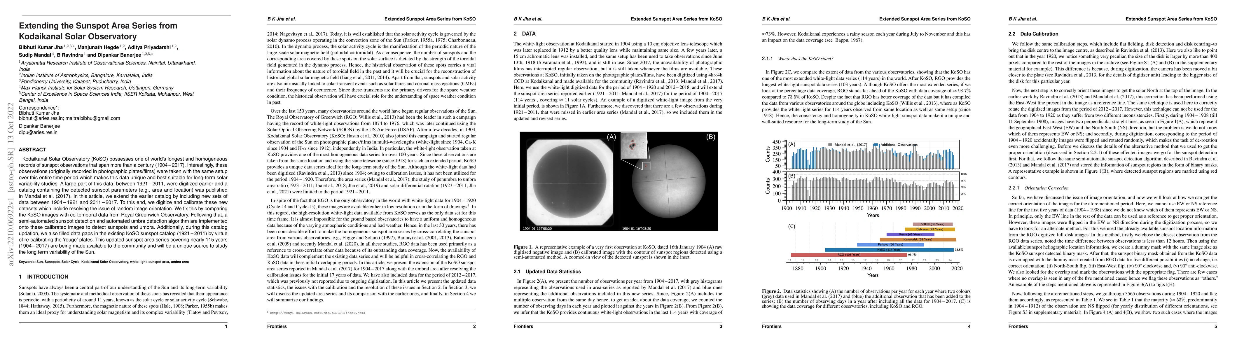 Thumbnail for Extending the Sunspot Area Series from Kodaikanal Solar Observatory