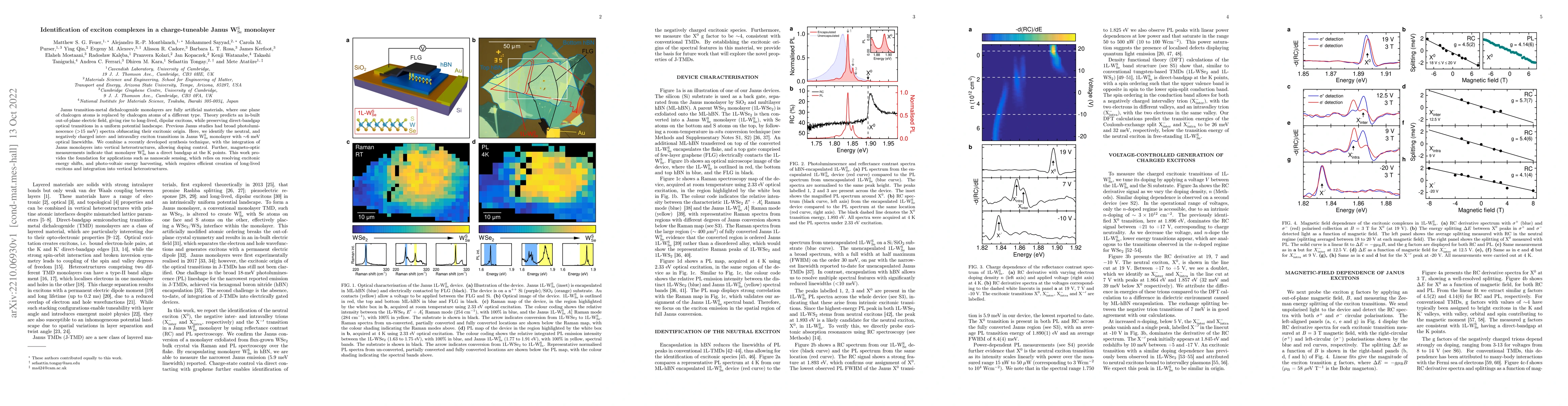 Thumbnail for Identification of exciton complexes in a charge-tuneable Janus WSeS
  monolayer