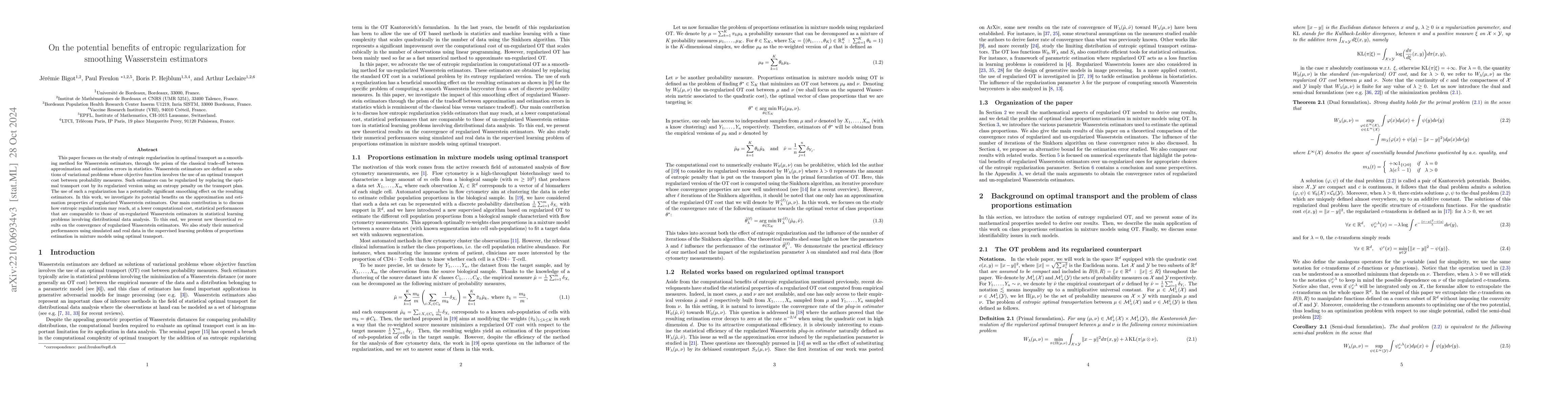 Thumbnail for On the potential benefits of entropic regularization for smoothing
  Wasserstein estimators