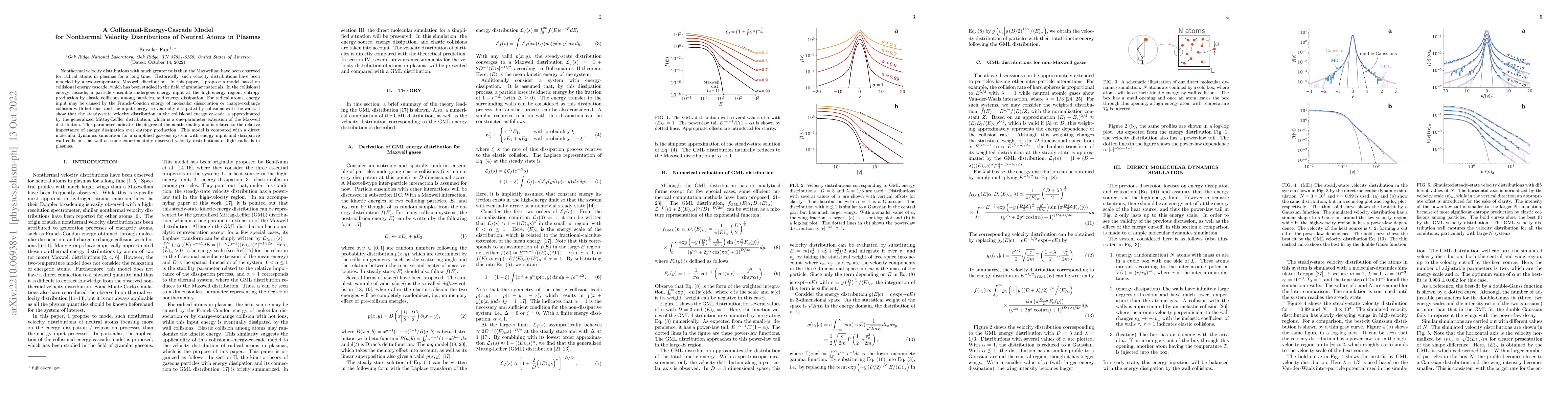 Thumbnail for A Collisional-Energy-Cascade Model for Nonthermal Velocity Distributions
  of Neutral Atoms in Plasmas