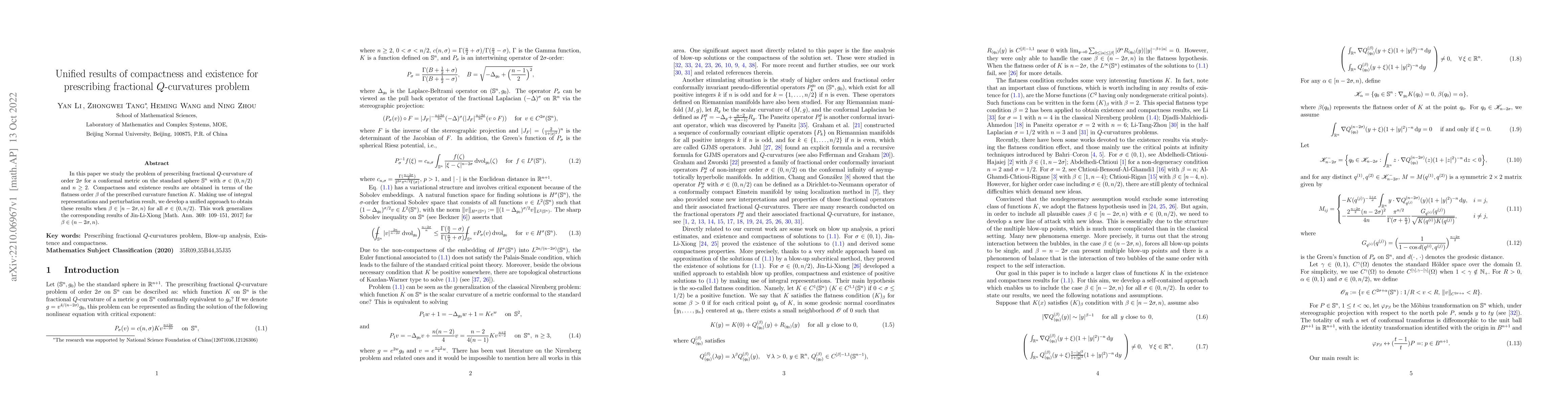 Thumbnail for Unified results of compactness and existence for prescribing fractional
  $Q$-curvatures problem