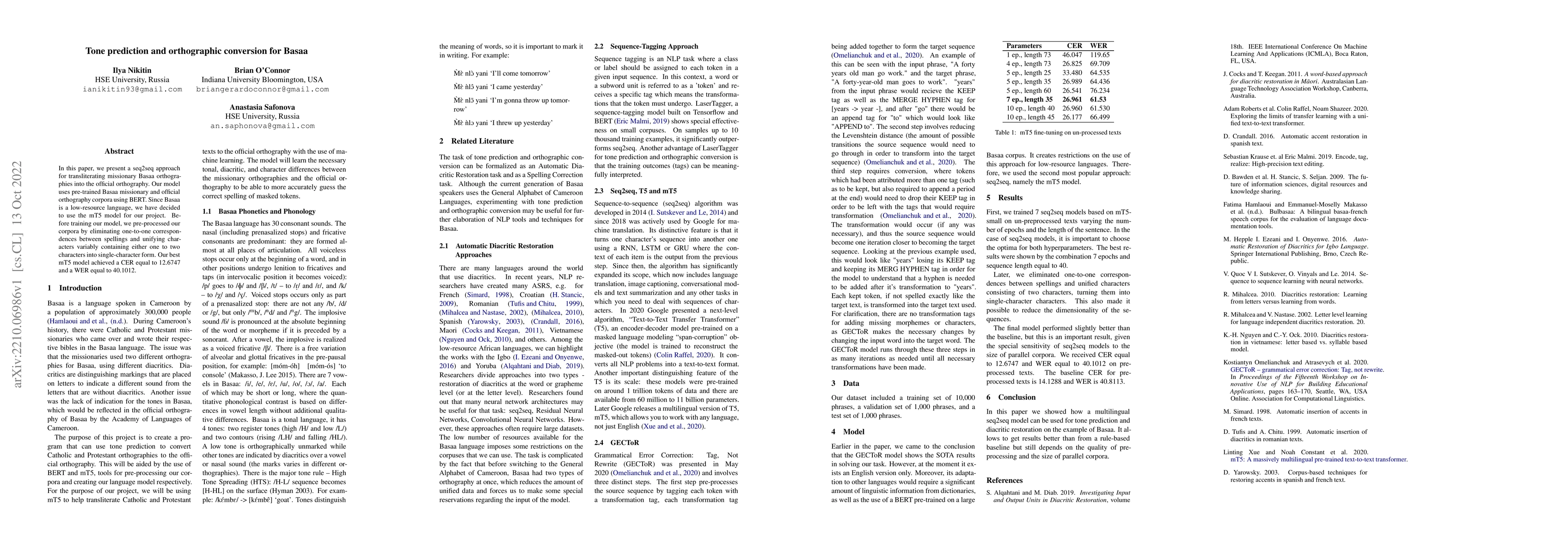 Thumbnail for Tone prediction and orthographic conversion for Basaa