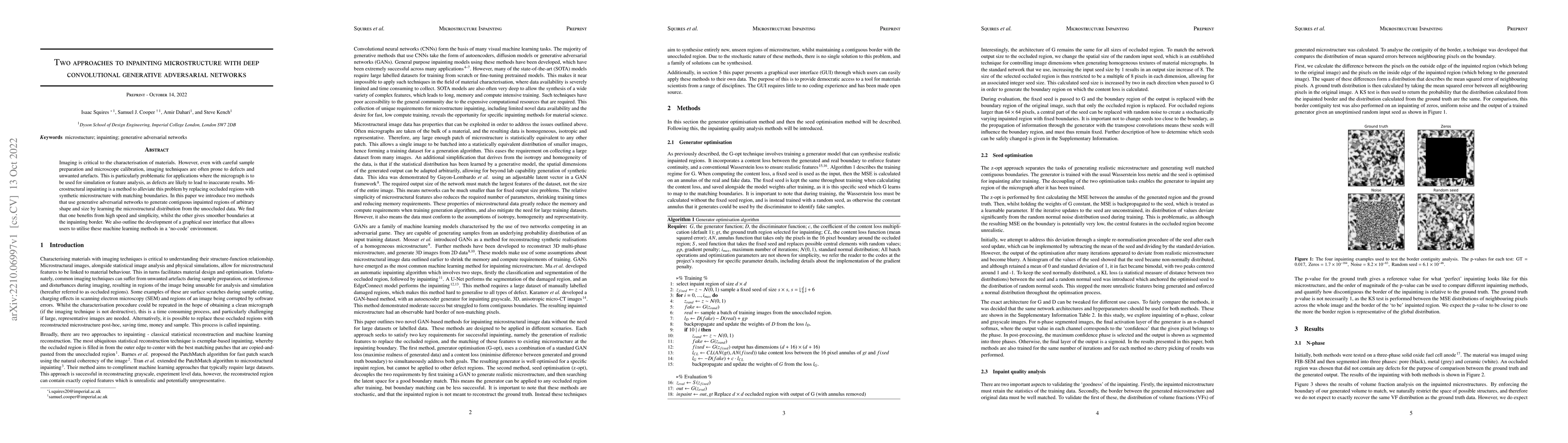 Thumbnail for Two approaches to inpainting microstructure with deep convolutional
  generative adversarial networks