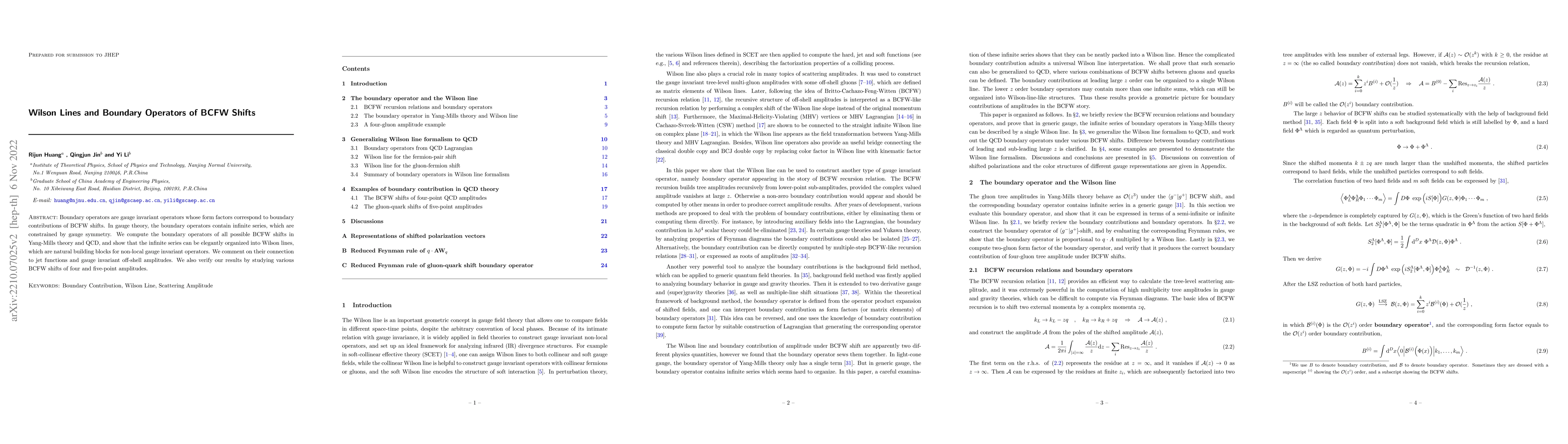 Thumbnail for Wilson Lines and Boundary Operators of BCFW Shifts