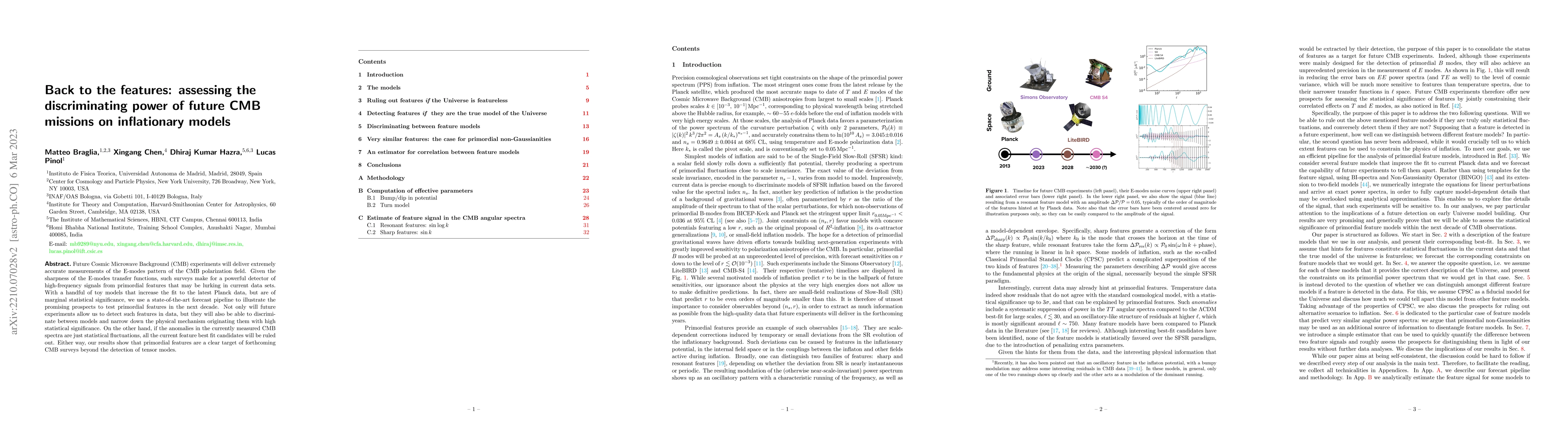 Thumbnail for Back to the features: assessing the discriminating power of future CMB
  missions on inflationary models