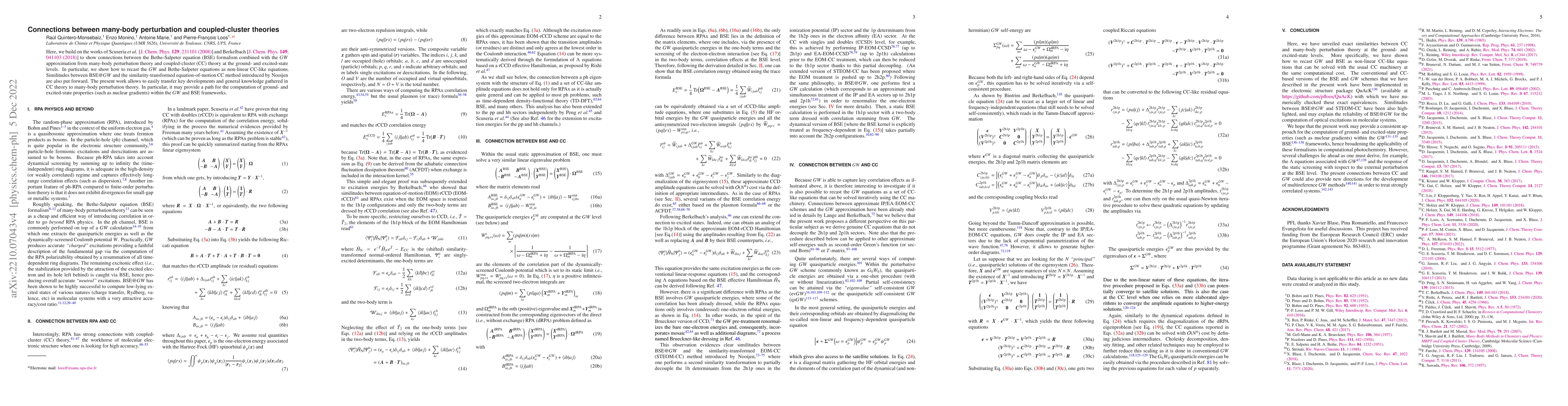 Thumbnail for Connections between many-body perturbation and coupled-cluster theories