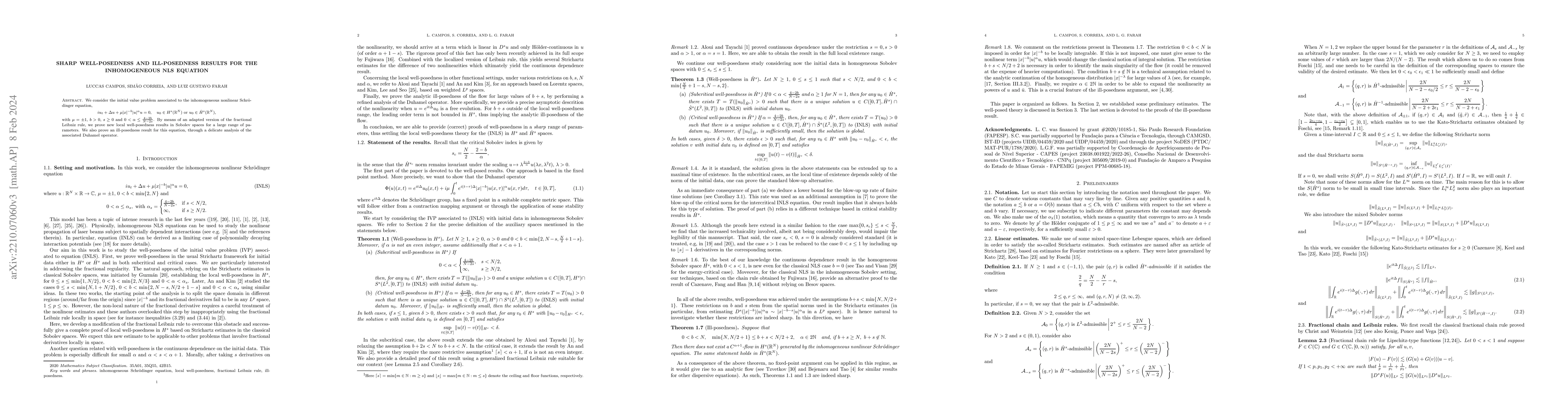 Thumbnail for Sharp well-posedness and ill-posedness results for the inhomogeneous NLS
  equation