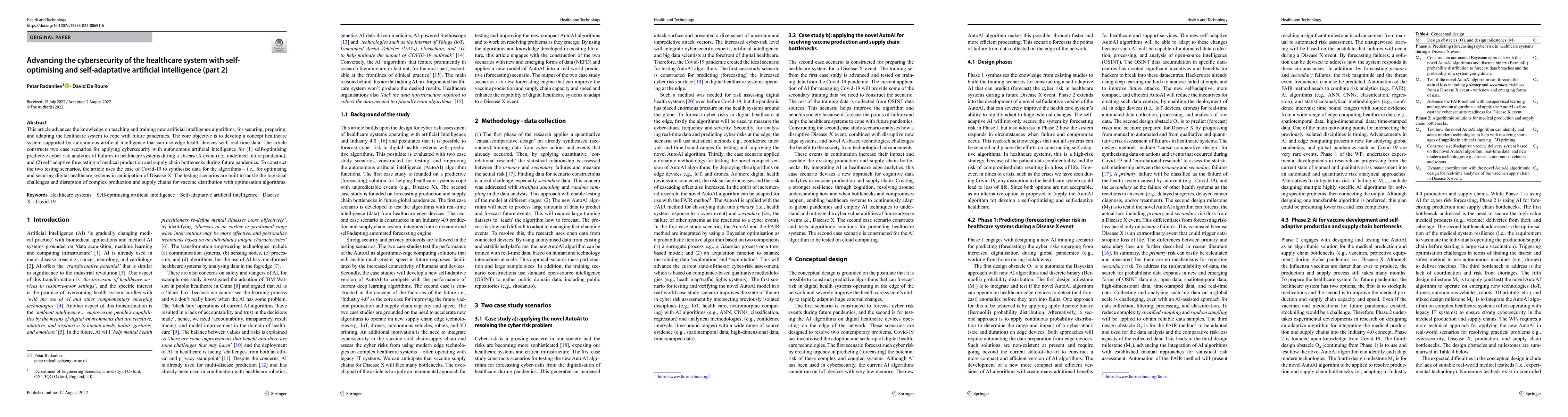 Thumbnail for Advancing the cybersecurity of the healthcare system with
  self-optimising and self-adaptative artificial intelligence (part 2)