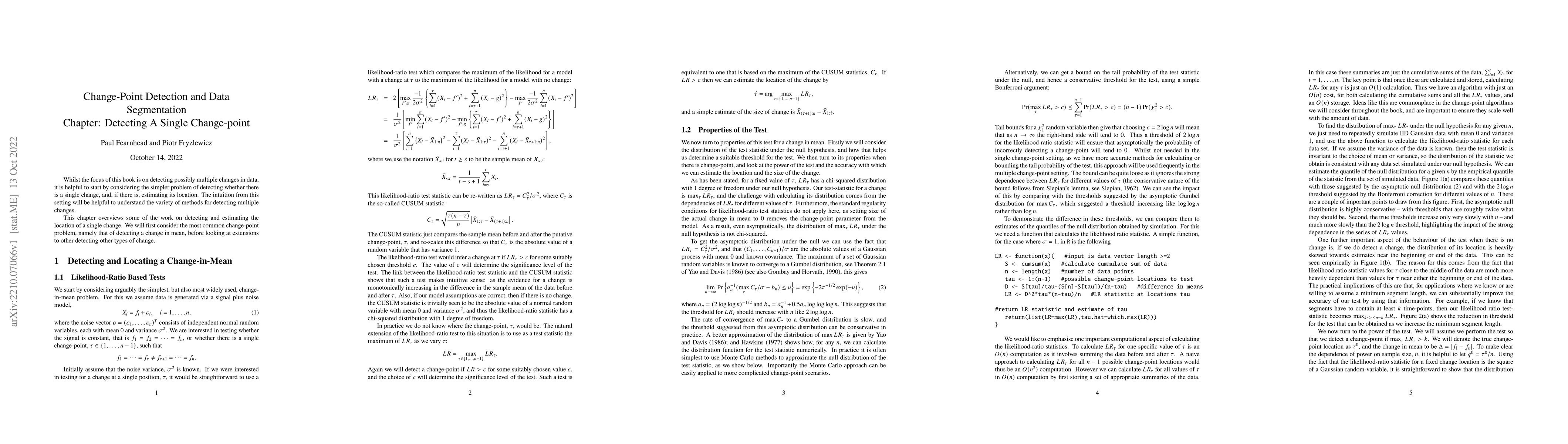 Thumbnail for Detecting A Single Change-point