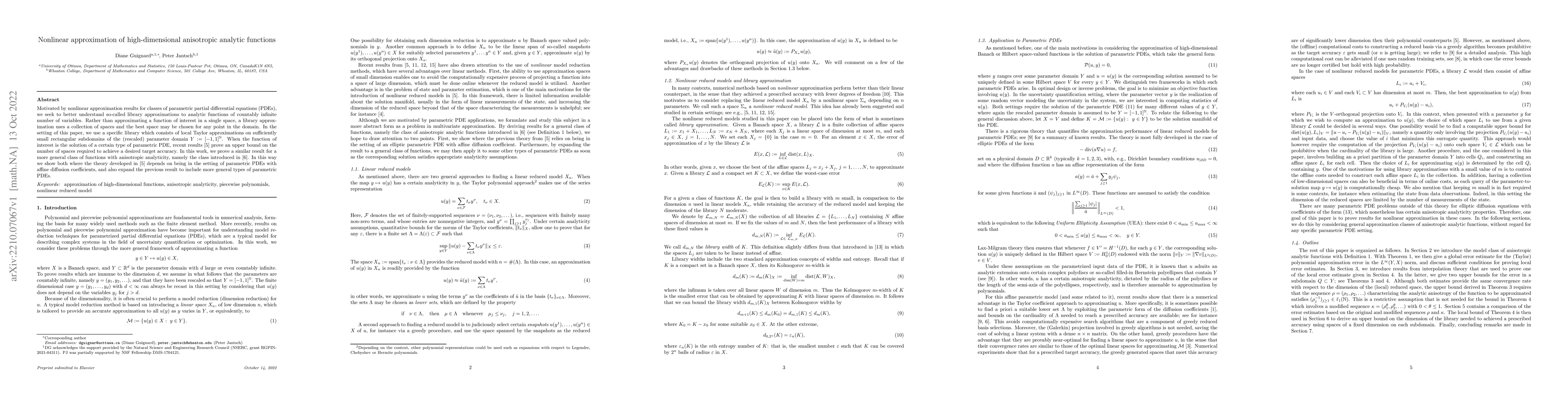 Thumbnail for Nonlinear approximation of high-dimensional anisotropic analytic
  functions
