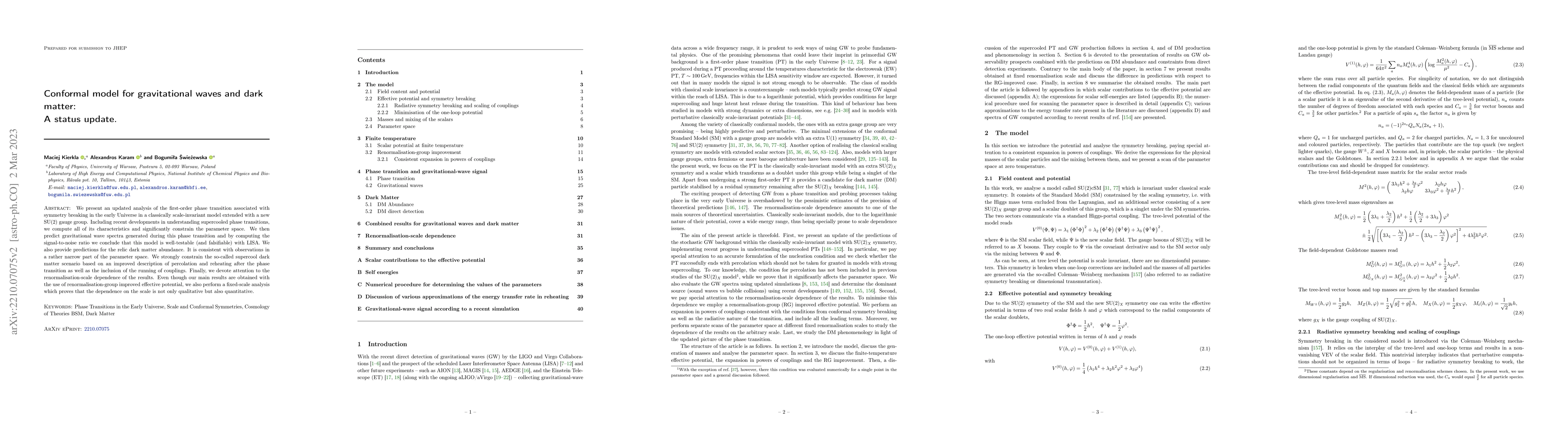 Thumbnail for Conformal model for gravitational waves and dark matter: A status update