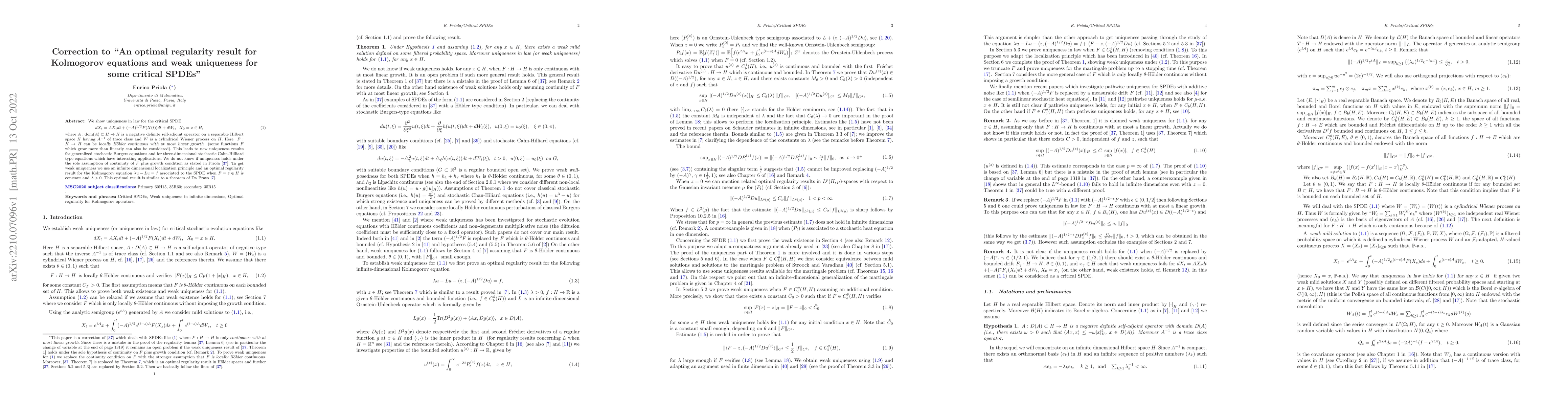 Thumbnail for Correction to "An optimal regularity result for Kolmogorov equations and
  weak uniqueness for some critical SPDEs"