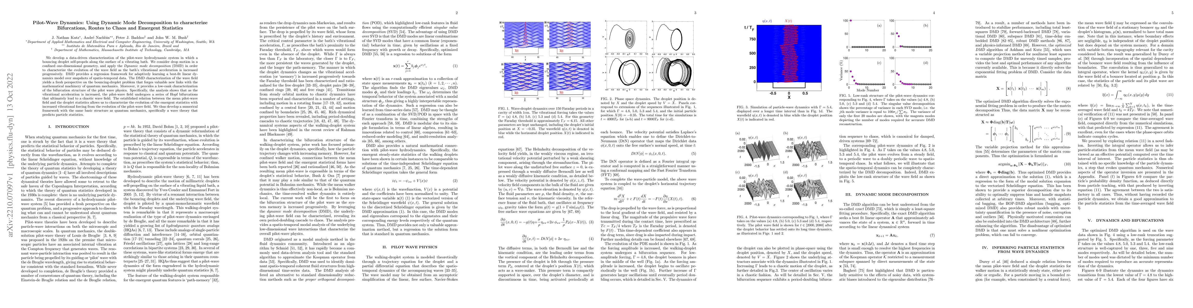 Thumbnail for Pilot-Wave Dynamics: Using Dynamic Mode Decomposition to characterize
  Bifurcations, Routes to Chaos and Emergent Statistics