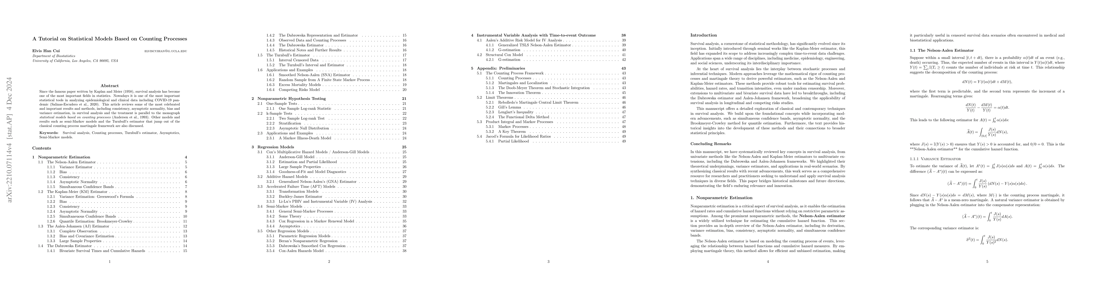 Thumbnail for A Tutorial on Statistical Models Based on Counting Processes