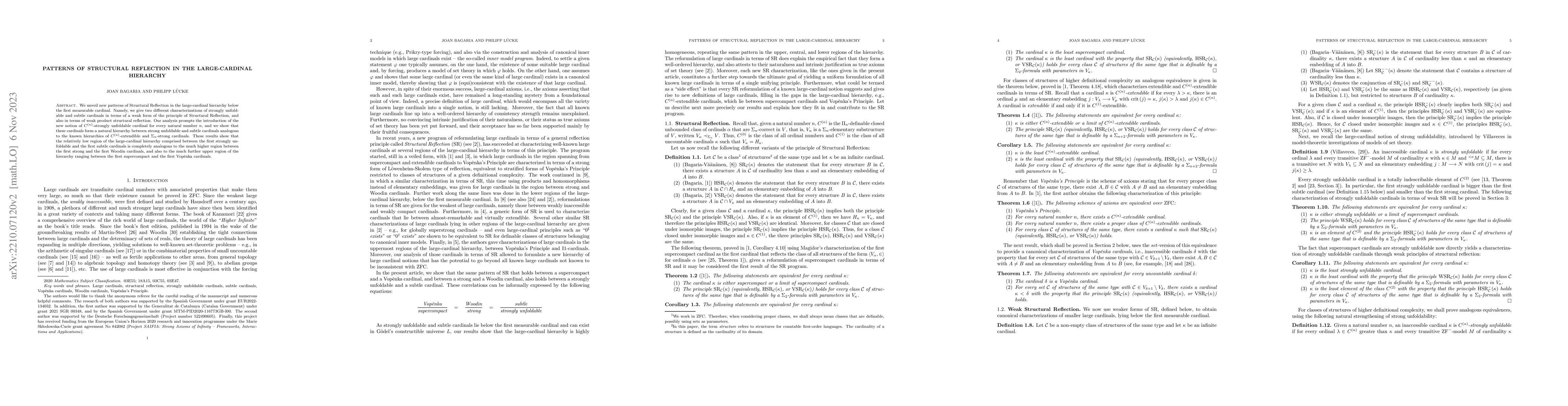 Thumbnail for Patterns of Structural Reflection in the large-cardinal hierarchy