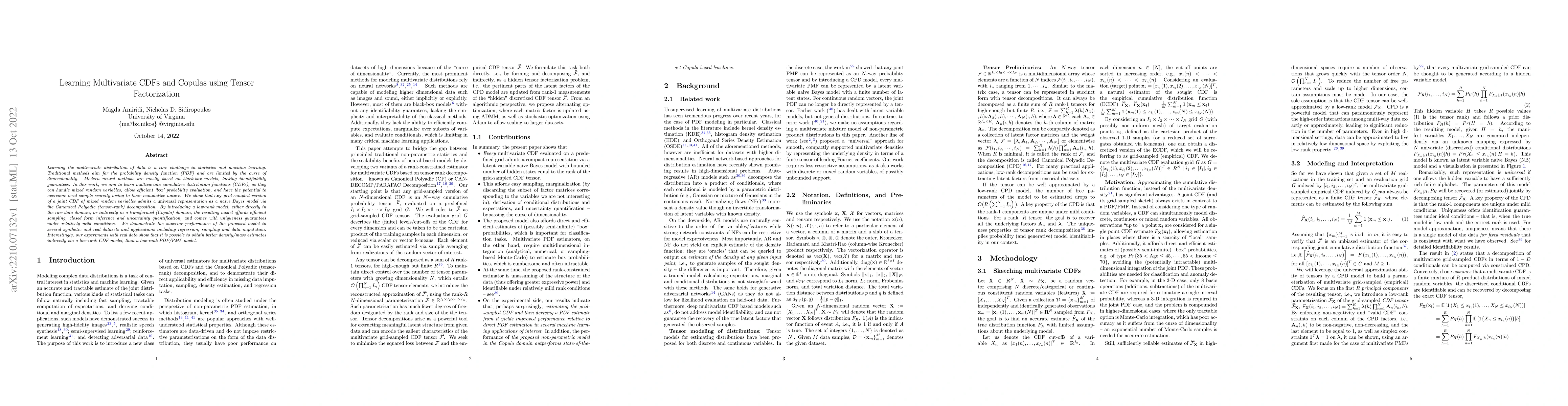 Thumbnail for Learning Multivariate CDFs and Copulas using Tensor Factorization