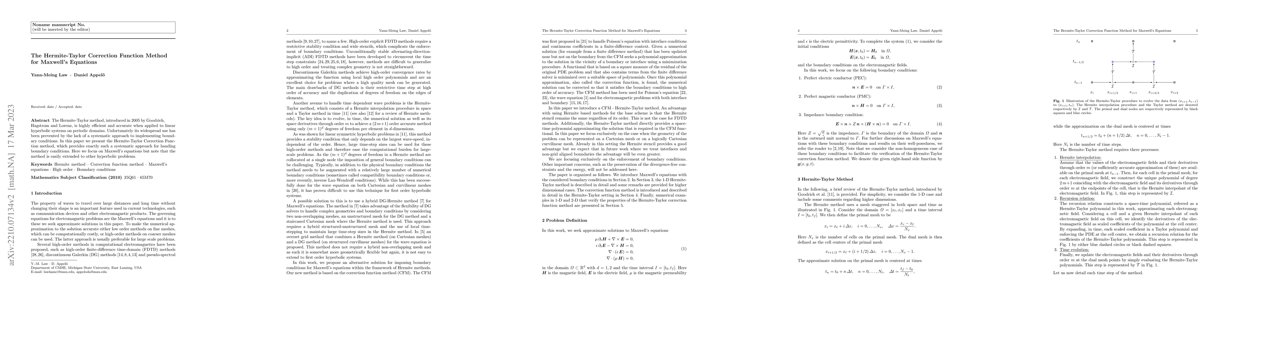 Thumbnail for The Hermite-Taylor Correction Function Method for Maxwell's Equations