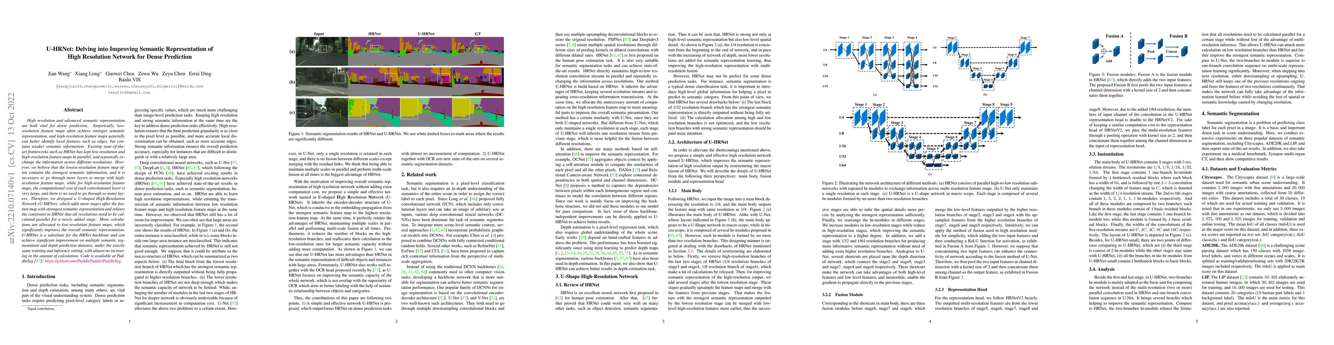 Thumbnail for U-HRNet: Delving into Improving Semantic Representation of High
  Resolution Network for Dense Prediction