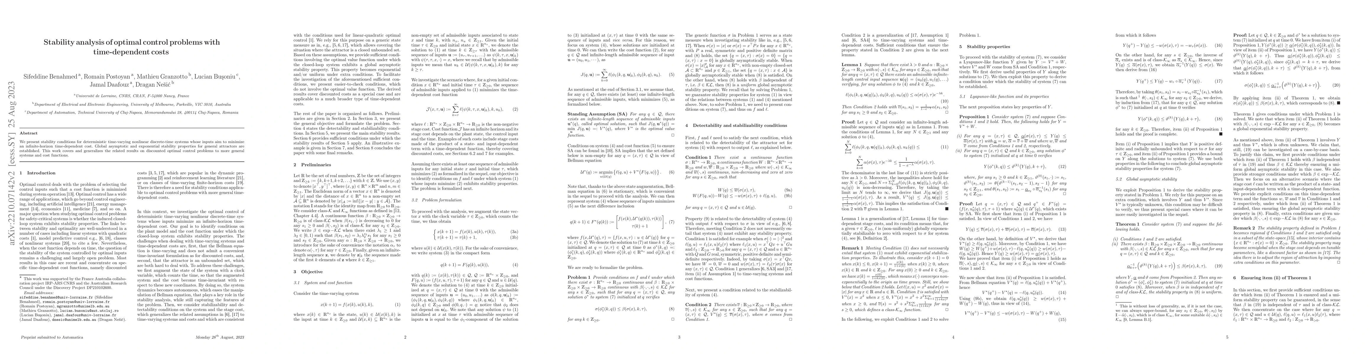 Thumbnail for Stability analysis of optimal control problems with time-dependent costs