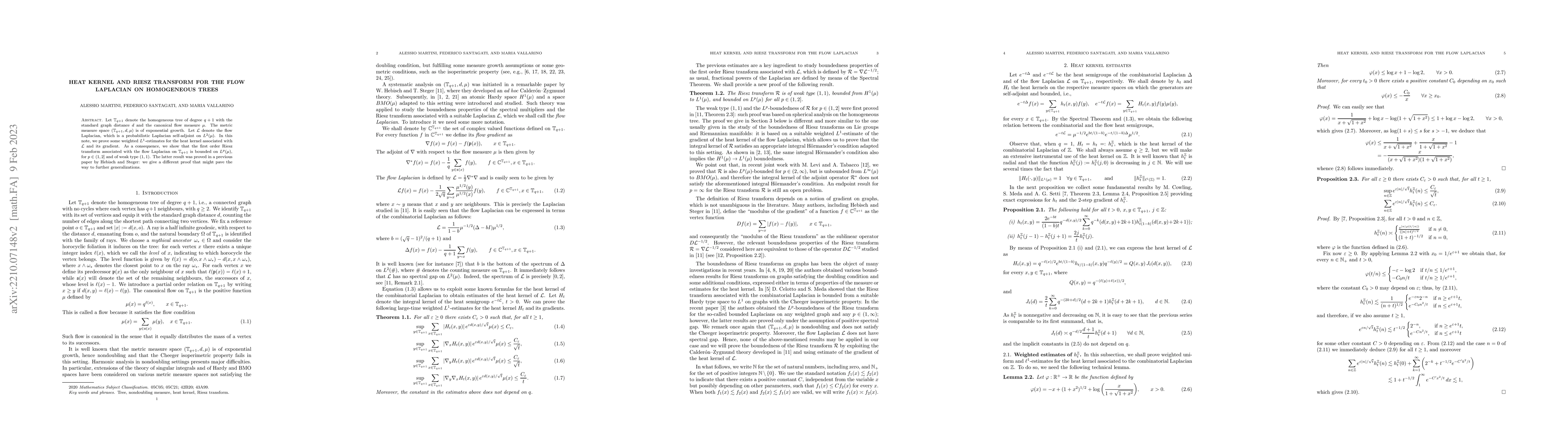 Thumbnail for Heat kernel and Riesz transform for the flow Laplacian on homogeneous
  trees