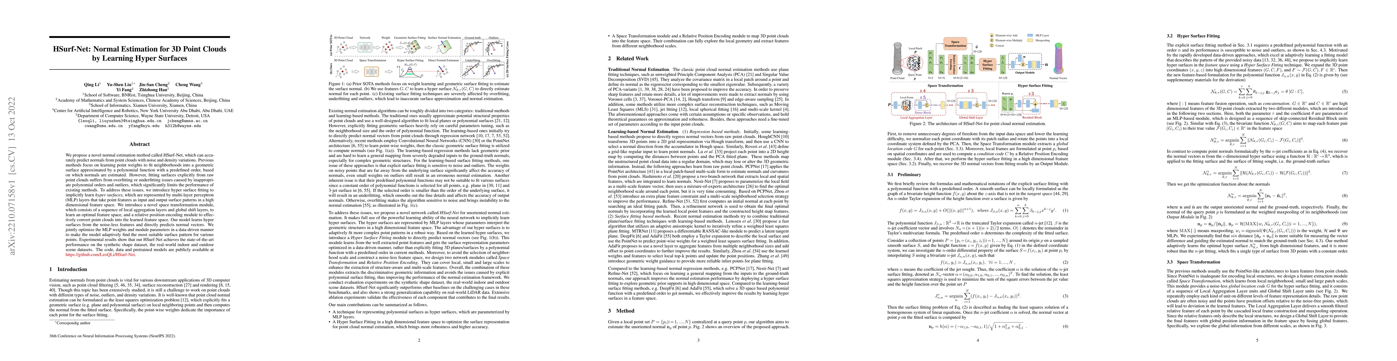 Thumbnail for HSurf-Net: Normal Estimation for 3D Point Clouds by Learning Hyper
  Surfaces