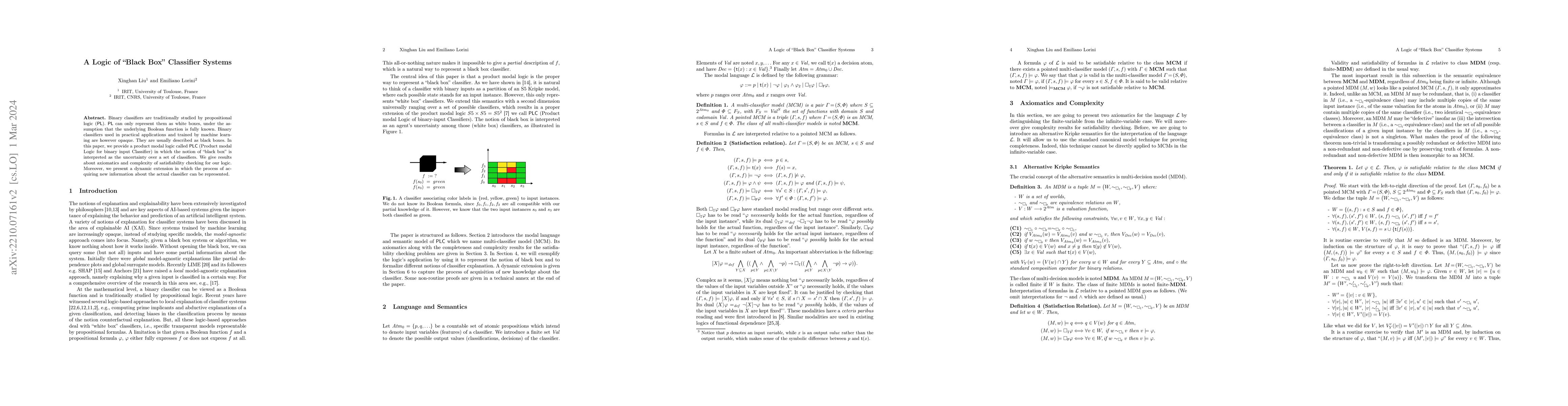 Thumbnail for A Logic of "Black Box" Classifier Systems