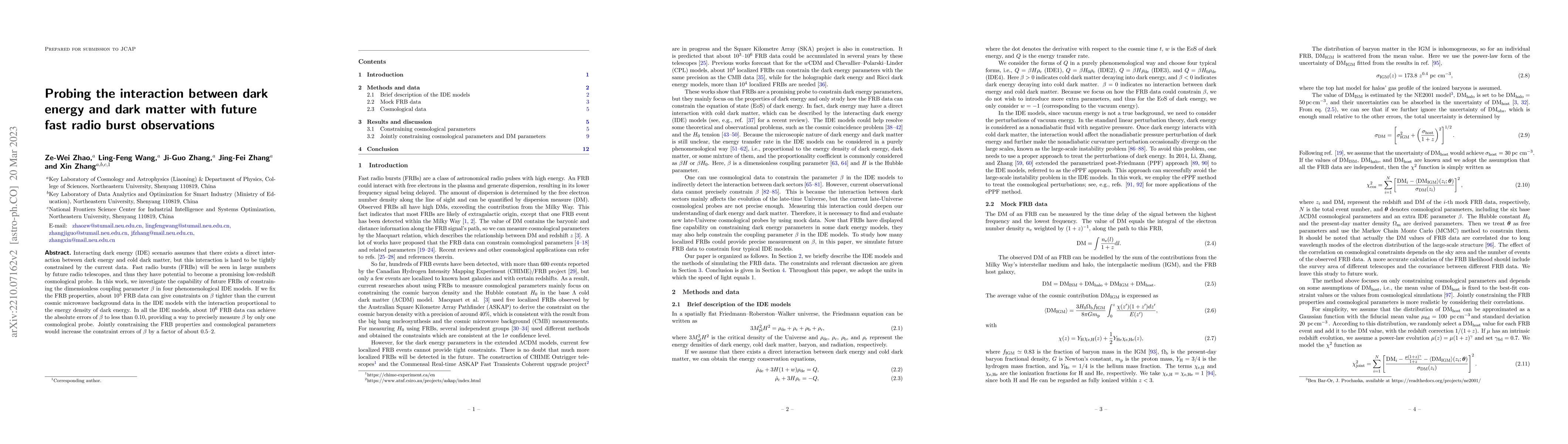 Thumbnail for Probing the interaction between dark energy and dark matter with future
  fast radio burst observations