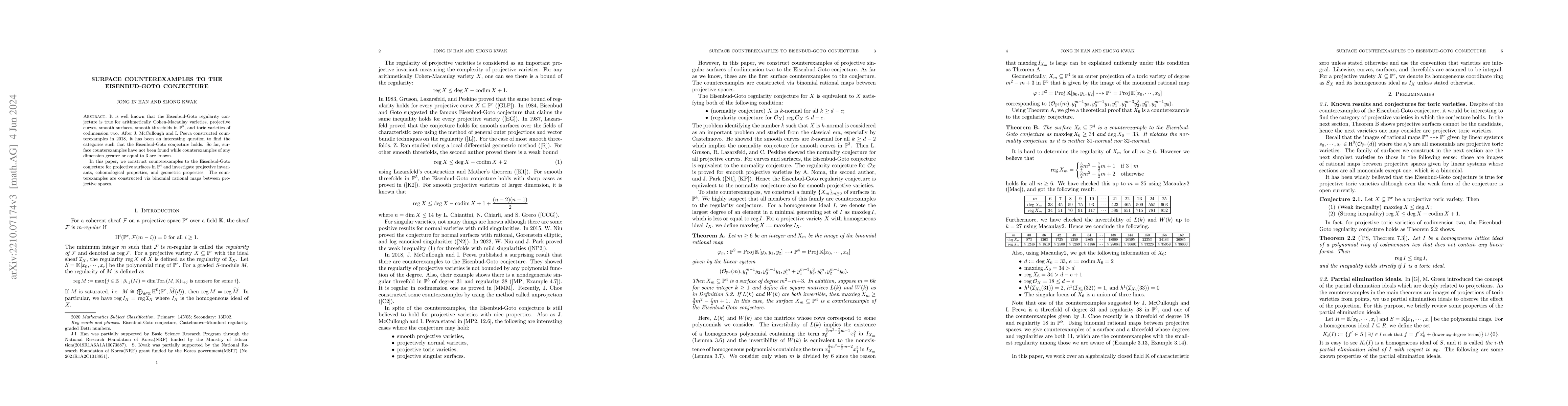 Thumbnail for Surface counterexamples to the Eisenbud-Goto conjecture