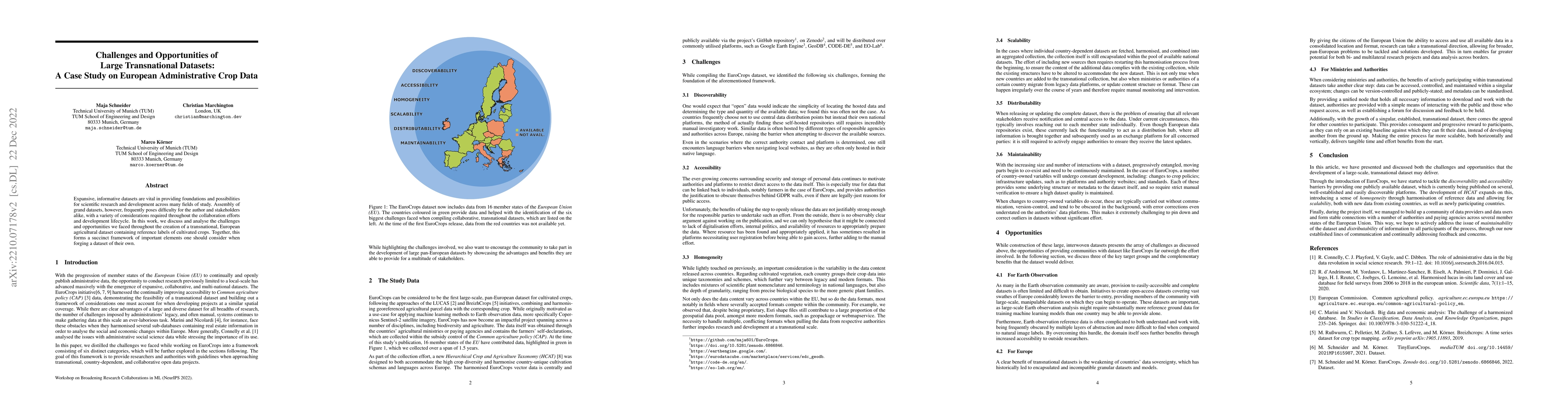 Thumbnail for Challenges and Opportunities of Large Transnational Datasets: A Case
  Study on European Administrative Crop Data