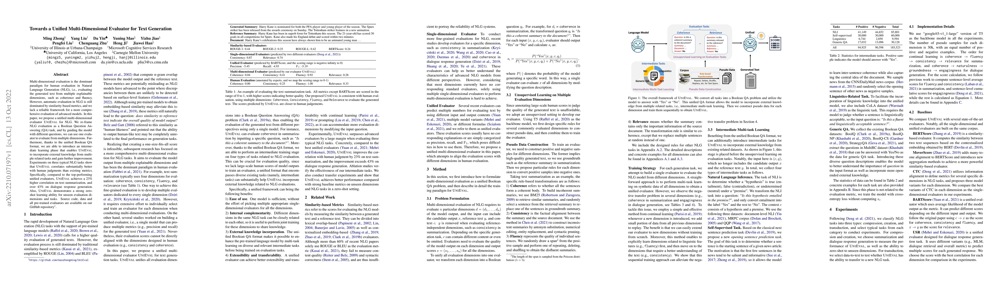 Thumbnail for Towards a Unified Multi-Dimensional Evaluator for Text Generation