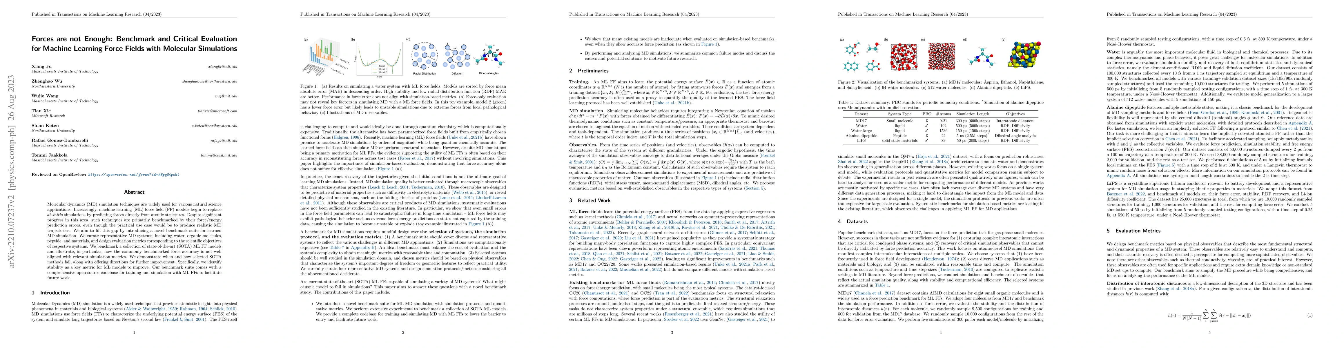 Thumbnail for Forces are not Enough: Benchmark and Critical Evaluation for Machine
  Learning Force Fields with Molecular Simulations